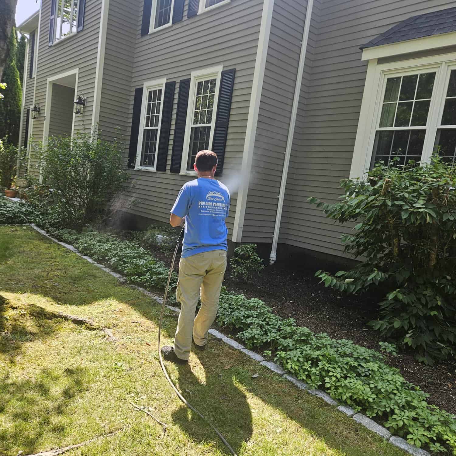 Pressure washing siding